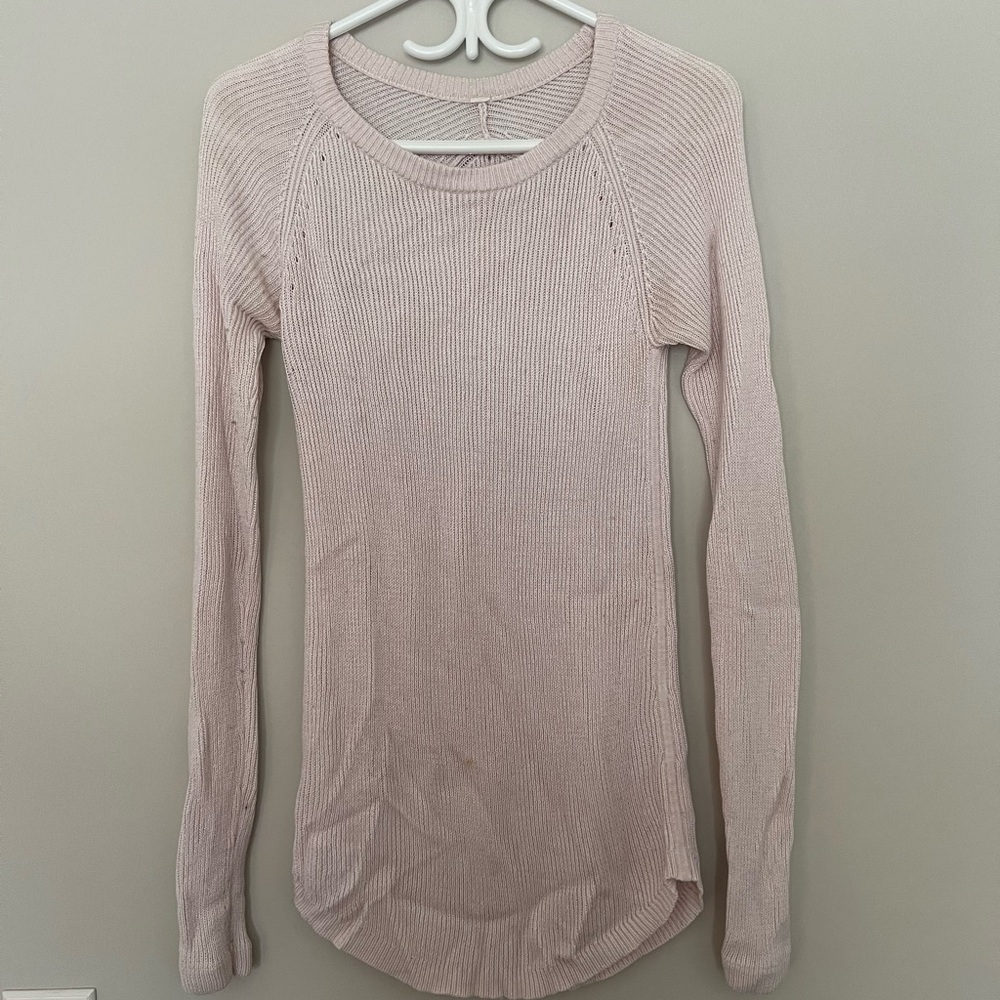 Lululemon Light Pink Ribbed Long Sleeve Top *STAINS*
